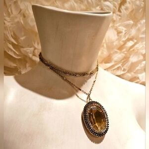 Long Champagne Gemstone Necklace